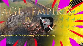 AOE4 Comparison Battle | 50 Hand Cannoners VS 50 Heavy Cavalry (No Upgrades)