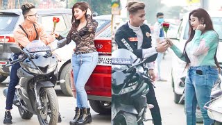 Giving 🥀Red Rose To Strangers On Bike || Classy Harsh