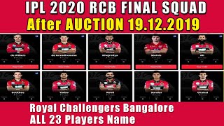 Vivo IPL 2020 Royal Challengers Bangalore Final and Confirm Squad | RCB Final Players List IPL 2020