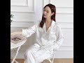 White Notched Collar Silk Pajama Sets for Women - PandaSilk.com