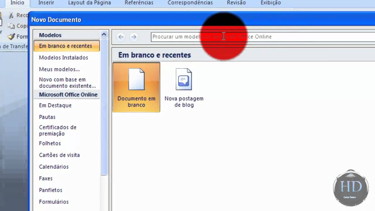 CURSO WORD 2007 - Criando Um Novo Documento. - YouTube