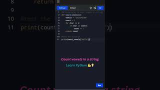 Count Vowels in a String | Python Interview Question #learnpython #pythonprogramming #interview