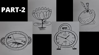 Part-2 |How to draw a variety of sketches easily using a tiffin lid  |Only sketching | Black outline