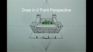 How to Draw in 2 Point Perspective - Palace • Castle