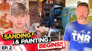 Restoring a Ford Tractor | Sanding and Painting the Tractor | Restoration 4100 Tractor | Part 2