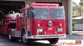 LACoFD Truck 8 (spare) \u0026 Squad 8 Leaving Station 8