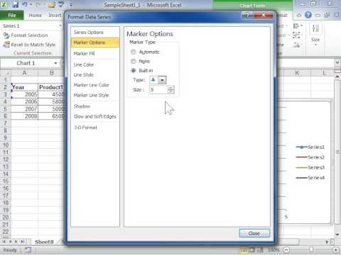 Excel 2010 Change the Size, Color, or Shape of Line, XY (Scatter), or Radar Chart Markers Excel 2010 Change the Size, Color, or Shape of Line, XY (Scatter), or Radar Chart Markers