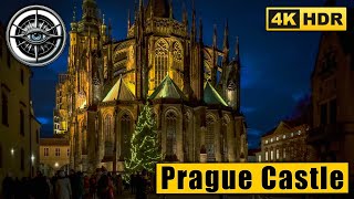 Prague Castle Night Walking Tour 🇨🇿 Czech Republic 4k HDR ASMR