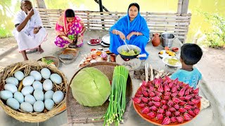 হাঁসের ডিম আর বাঁধাকপি দিয়ে দারুন একটা রান্না সাথে পিঁয়াজ কলির ডাল আর টক ফলের চাটনি || egg curry