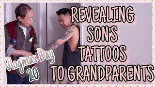 REVEALING TATTOO TO GRANDPARENTS(REACTION VIDEO) GRANDSON REVEALS FULL TATTOO SLEEVE TO GRANDPARENTS