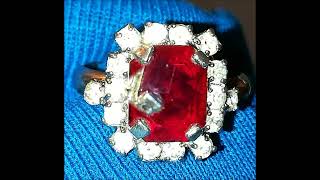 古董四克拉红钻戒， Antique red diamond ring