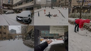 Snow in Seoul South Korea - ជីវិតកម្មករកូដ​ រដូវធ្លាក់ព្រិលនៅប្រទេសកូរ៉េ