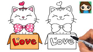 How to Draw a Cute Kitten for Valentines ❤️ Easy Cat Art