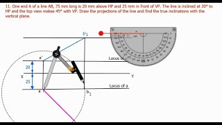 Projection of Straight Lines | Given True Length and Top View Angle | Engineering Graphics