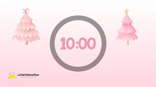 Pink Christmas Classroom Timer For Kids - 10 Minutes Countdown Timer For Kids With Lofi Music