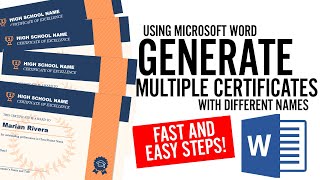 Generate Multiple Certificates with Different Names | FULL TUTORIAL IN TAGALOG | MICROSOFT WORD