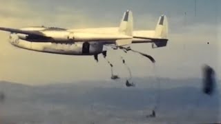 Air Force C-119 Flying Boxcar with Paratroopers 1958 - Take off Rein-Main  Germany lands in Algeria