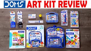 Doms Smart Kit | Comes With Transparent Zipper Bag | 12 Stationery Items | Colour wala bag