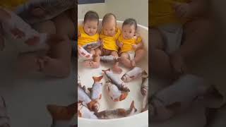 #video #toys #cute baby child and fish 🐟🎏 short video
