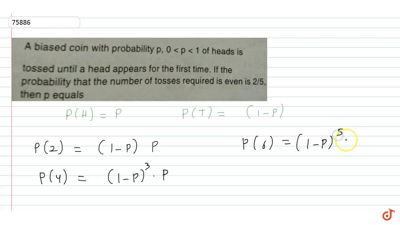 A Biased Coin With Probability P, `0ltplt1` Of Heads Is Tossed Until A ...