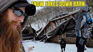 Large barn collapsed due to heavy snow