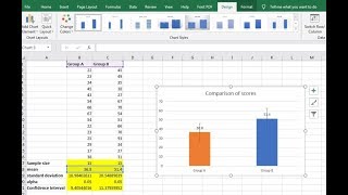 Confidence intervals and error bars using MS-Excel