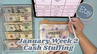 January Week 2 Cash Envelope Stuffing || Full-Time Income, Etsy || Wedding Savings!