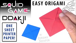 DIY Origami Ddakji 🟥 Squid Game 🟦 + HOW TO FLIP IT!