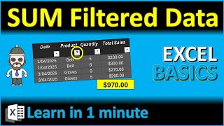 Sum Only Visible Cells in Filtered Tables - Excel 1 minute Tutorial