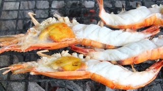 อร่อยกับกุ้งเผาร้อนๆ  ตัวใหญ่ๆ มันเยิ้มๆ ร้านรวยกุ้งเผา จ.อยุธยา- ร้านอาหารอยุธยา