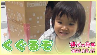 段ボールで遊ぶ双子の赤ちゃん【何気ない日常】|  VLOG 2021/5/17