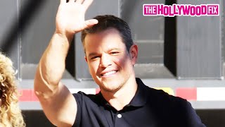 Matt Damon Gives Fans A Huge Smile & Wave While Arriving At Jimmy Kimmel Live! Studios In Hollywood