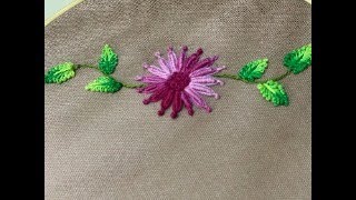 Gorgeous flower with knotted lazy daisy | pistil stitch