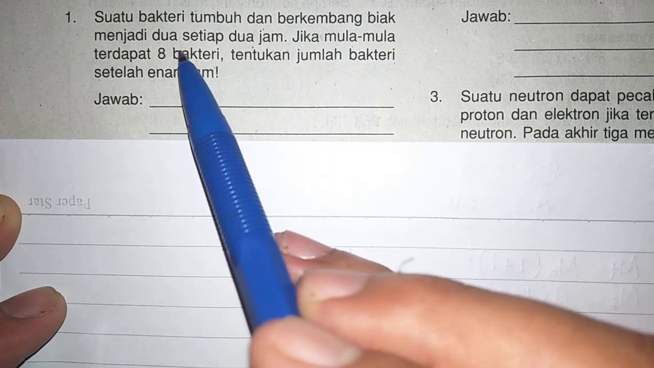 Suatu Bakteri Tumbuh Dan Berkembang Biak Menjadi Dua Setiap 2 Jam.Jika ...