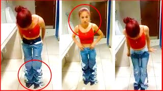 Caught with her pants down: Shoplifter is spotted wearing NINE pairs of jeans at the same time