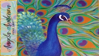 How to Paint a Peacock | Easy Free Acrylic Tutorial #PawgustArt #Painting