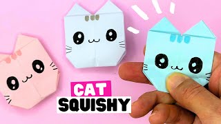 How to make paper CAT squishy easy, origami squishies NO GLUE NO TAPE