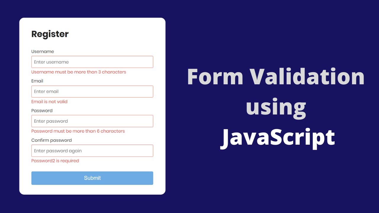 Form validation. Регистрация js. Input validation.