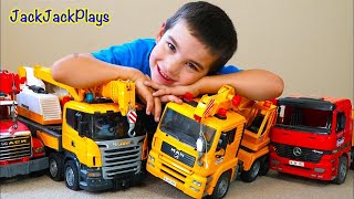 Pretend Play Crane Truck Fishing for SURPRISE Toys | JackJackPlays