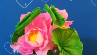 荷花 Fleurs de lotus en papier crépon 用皱纹纸制作荷花 Activités manuelles et créatives创意手工制作