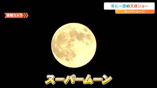 【17日午後6時15分中継】『スーパームーン』地球から最も遠い今年2月の満月より「14％ほど大きく」「30％ほど明るく」見える　宮城・気仙沼市