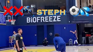 [HD] Steph Curry misses 2 dunks before kickball walkaway shot at Warriors (0-0) practice, Opener -4d