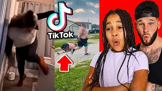 Cali Reacts to Funny Tik Toks with Dad