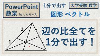 【1分で出す】大学受験 数学「平面図形 三角比 ベクトルで使える」 PowerPoint 数楽 by しんちゃん先生 2020年1月9日