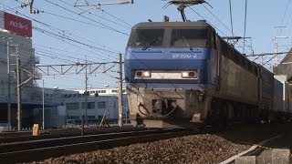 2014,1,31　貨物列車5072レ　EF200-2代走！！ネコロジーあり