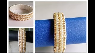 How To Make designer Thread Bangles At Home//Latest Pearl Bangles 2018