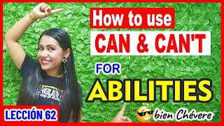 Explicación fácil del uso de Can y Can't para Habilidades 💥🚀 INGLÉS CHÉVERE 62 😎