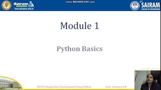 LectureVideo 18CS55 Module1 PythonBasics Sowmya