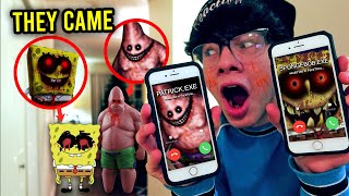 FACETIMING SPONGEBOB.EXE AND PATRICK.EXE AT THE SAME TIME!! *THEY CAME TO MY HOUSE*