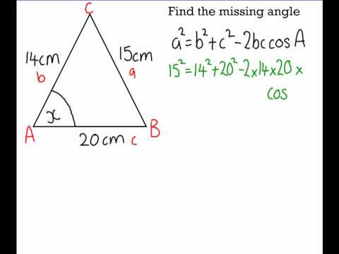 Cosine Rule Finding a Missing Angle Cosine Rule Finding a Missing Angle